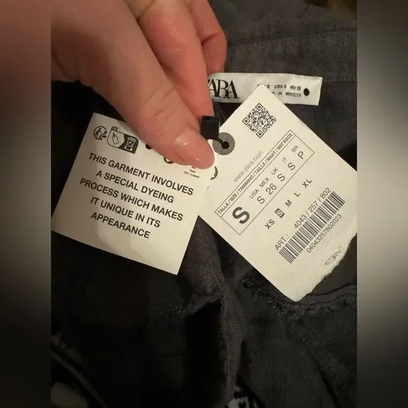 New ZARA LINEN SHIRTDRESS size XS S long Midi 100% linen Sleeveless V-neck dress - Picture 3 of 16